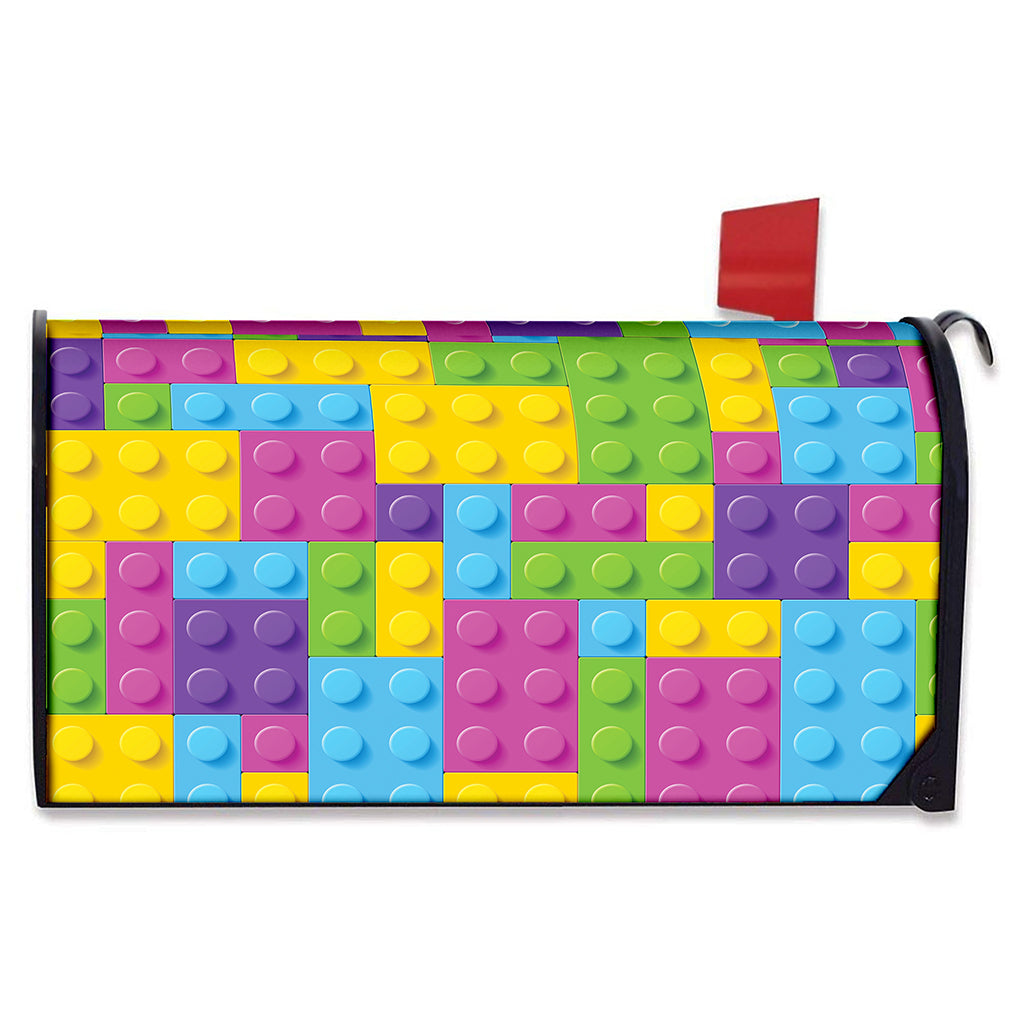 Colorful Building Blocks Pattern Print Mailbox Cover