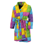 Colorful Building Blocks Pattern Print Men's Bathrobe