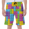 Colorful Building Blocks Pattern Print Men's Beach Shorts