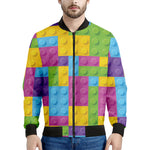 Colorful Building Blocks Pattern Print Men's Bomber Jacket