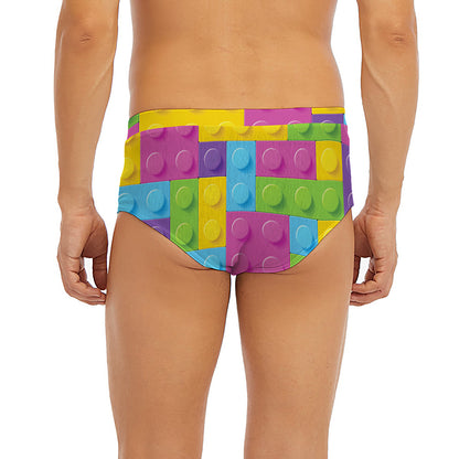 Colorful Building Blocks Pattern Print Men's Briefs