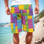 Colorful Building Blocks Pattern Print Men's Cargo Shorts