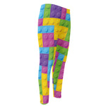 Colorful Building Blocks Pattern Print Men's Compression Pants