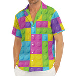 Colorful Building Blocks Pattern Print Men's Deep V-Neck Shirt