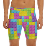 Colorful Building Blocks Pattern Print Men's Long Boxer Briefs