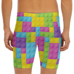Colorful Building Blocks Pattern Print Men's Long Boxer Briefs
