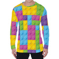 Colorful Building Blocks Pattern Print Men's Long Sleeve T-Shirt