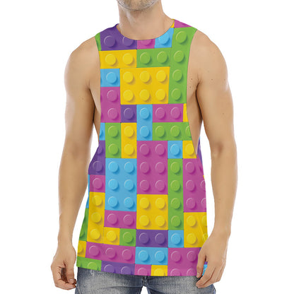 Colorful Building Blocks Pattern Print Men's Muscle Tank Top