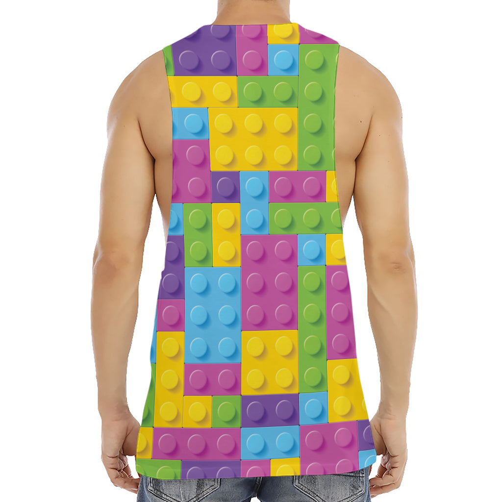 Colorful Building Blocks Pattern Print Men's Muscle Tank Top