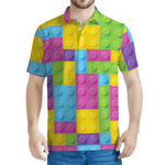 Colorful Building Blocks Pattern Print Men's Polo Shirt