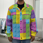 Colorful Building Blocks Pattern Print Men's Shirt Jacket