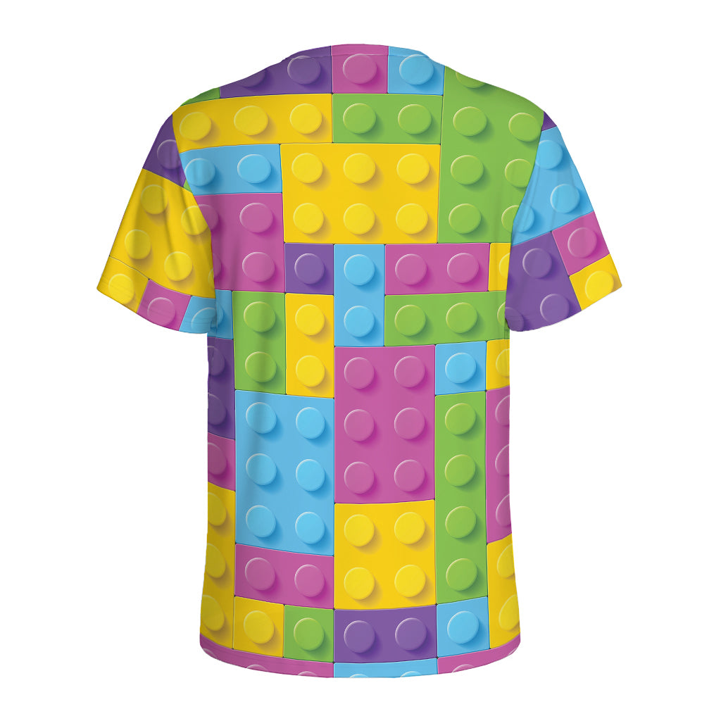 Colorful Building Blocks Pattern Print Men's Sports T-Shirt