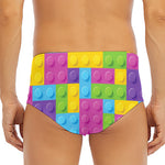 Colorful Building Blocks Pattern Print Men's Triangle Swim Briefs