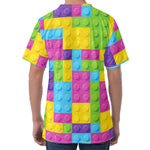 Colorful Building Blocks Pattern Print Men's Velvet T-Shirt