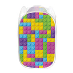 Colorful Building Blocks Pattern Print Mesh Laundry Hamper