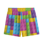 Colorful Building Blocks Pattern Print Mesh Shorts