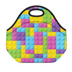 Colorful Building Blocks Pattern Print Neoprene Lunch Bag