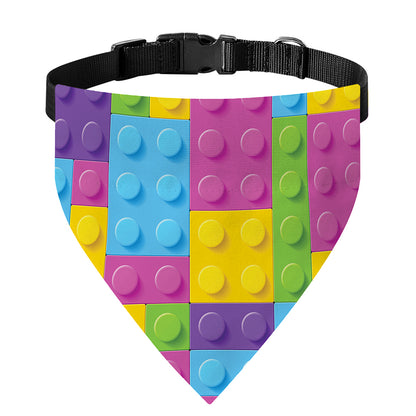 Colorful Building Blocks Pattern Print Over The Collar Dog Bandana