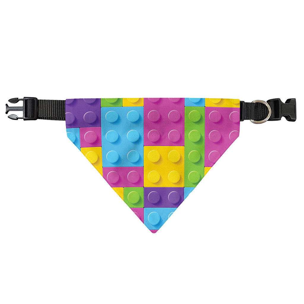 Colorful Building Blocks Pattern Print Over The Collar Dog Bandana