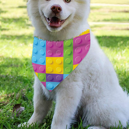 Colorful Building Blocks Pattern Print Over The Collar Dog Bandana
