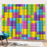 Colorful Building Blocks Pattern Print Pencil Pleat Curtains