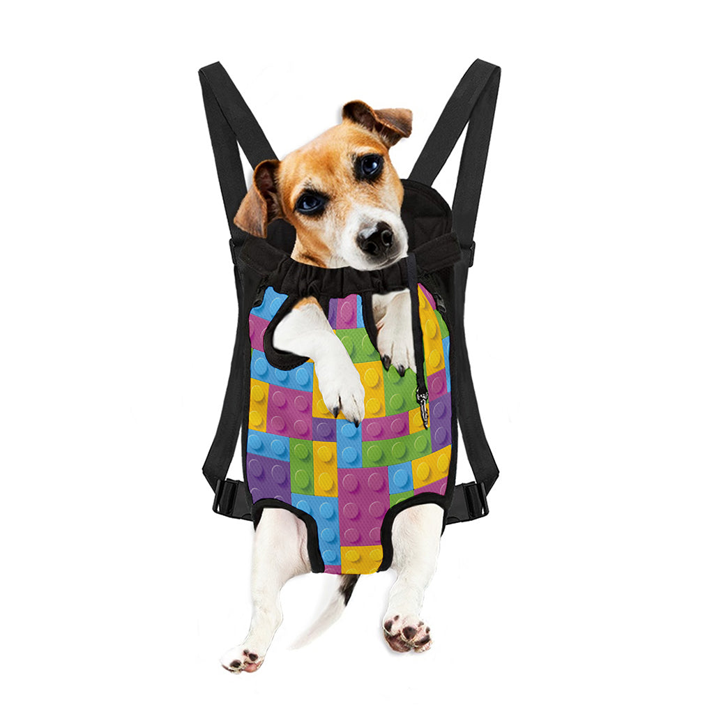 Colorful Building Blocks Pattern Print Pet Carrier Backpack