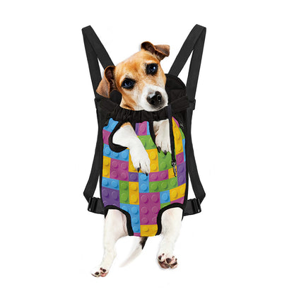Colorful Building Blocks Pattern Print Pet Carrier Backpack