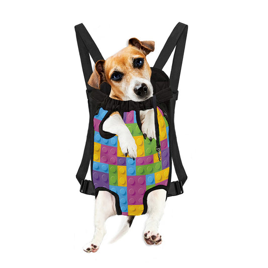 Colorful Building Blocks Pattern Print Pet Carrier Backpack