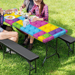 Colorful Building Blocks Pattern Print Picnic Table Cover