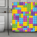 Colorful Building Blocks Pattern Print Polyester Shower Curtain