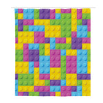 Colorful Building Blocks Pattern Print Polyester Shower Curtain