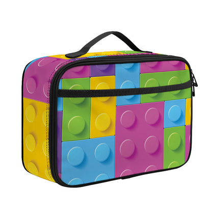 Colorful Building Blocks Pattern Print Portable Lunch Bag