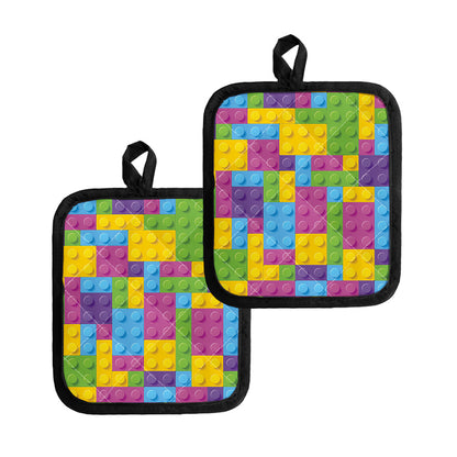 Colorful Building Blocks Pattern Print Pot Holders