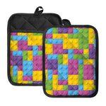 Colorful Building Blocks Pattern Print Pot Holders With Pocket