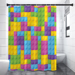 Colorful Building Blocks Pattern Print Premium Shower Curtain