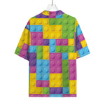 Colorful Building Blocks Pattern Print Rayon Hawaiian Shirt