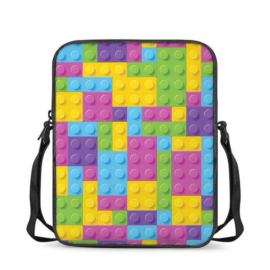 Colorful Building Blocks Pattern Print Rectangular Crossbody Bag