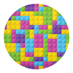 Colorful Building Blocks Pattern Print Round Blanket