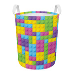 Colorful Building Blocks Pattern Print Round Laundry Basket