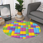Colorful Building Blocks Pattern Print Round Rug