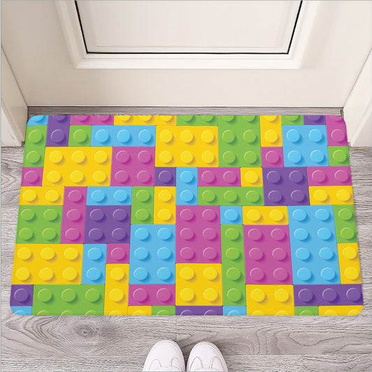 Colorful Building Blocks Pattern Print Rubber Doormat