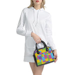Colorful Building Blocks Pattern Print Shoulder Handbag