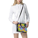 Colorful Building Blocks Pattern Print Shoulder Handbag