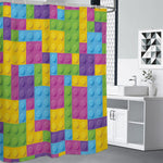 Colorful Building Blocks Pattern Print Shower Curtain