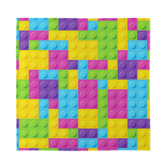 Colorful Building Blocks Pattern Print Silk Bandana
