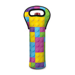 Colorful Building Blocks Pattern Print Single Neoprene Wine Tote