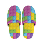Colorful Building Blocks Pattern Print Slippers
