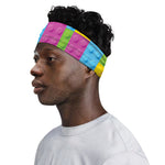 Colorful Building Blocks Pattern Print Sports Headband