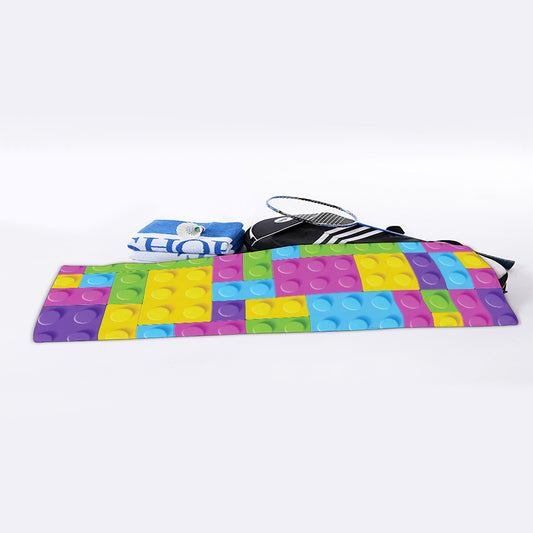 Colorful Building Blocks Pattern Print Sports Towel
