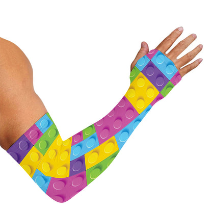 Colorful Building Blocks Pattern Print Sun Protection Arm Sleeves